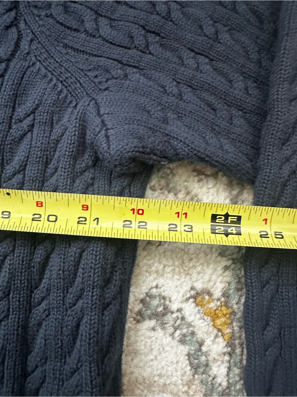 LL Bean Double L Cable Knit Sweater Womens Fits L to XL Navy Button Cardigan - Picture 6 of 7